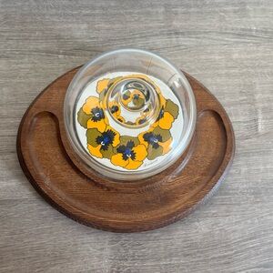 Vintage Floral Wooden Cheese Tray
